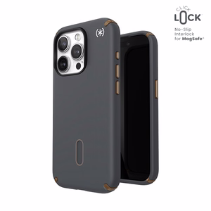 Speck Presidio2 Pro ClickLock MagSafe ümbris seadmele iPhone 15 Pro, söehall ja külmpronkjas