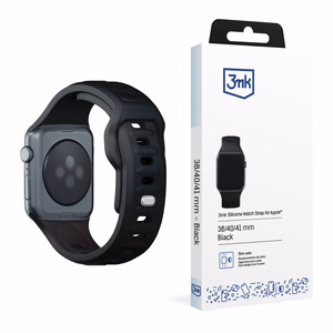 3mk silikoonrihm Apple Watchile, 38/40/41/42 mm, must, väike suurus