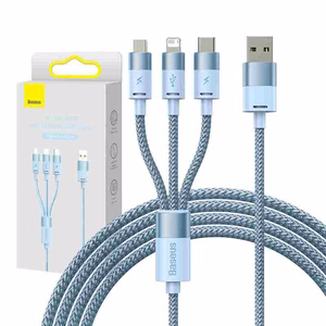 3in1 USB kaabel Baseus StarSpeed Series, USB-C + Micro + Lightning 3,5A, 1.2m (sinine)