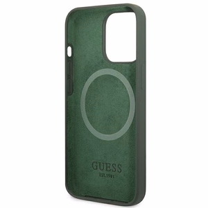 Guess GUHMP13XSPLA iPhone 13 Pro Max 6.7" roheline/khaki hard ümbris Silicone Logo Plate MagSafe