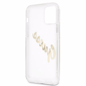 Guess GUHCP12MKTRSVGO iPhone 12/12 Pro 6.1" Läbipaistev kõvakaaneline Vintage Script Gold
