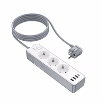Borofone Power strip BAC9 - 3 pistikupesa 240V + 3xUSB + tüüp C - PD 20W 2 meetrit mustana