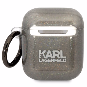Karl Lagerfeld KLA2HNKCTGK чехол Airpods 1/2 чёрный/чёрный Gliter Karl&Choupette
