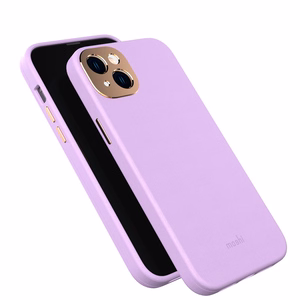 Moshi Napa ümbris seadmele iPhone 14 Plus, MagSafe'iga ühilduv, vegannahast, Lavender Purple värvitoonis
