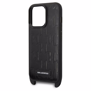 Karl Lagerfeld KLHCP14LSTMMK iPhone 14 Pro 6.1" жёсткий чехол чёрный/чёрный Monogram Plaque Logo Strap