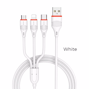 USB kaabel Borofone BX17 3in1 microUSB-Lightning-Type-C valge