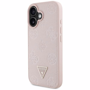 Guess Grained Hot Stamp Peony Triangle Logo MagSafe iPhone 16 Ümbris - Roosa