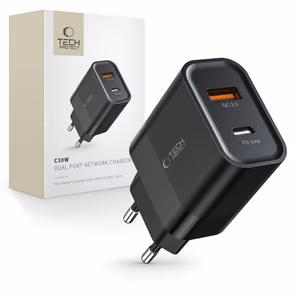 Tech-Protect C30W Laadija USB-C PD 30W / USB-A QC 3.0 - must