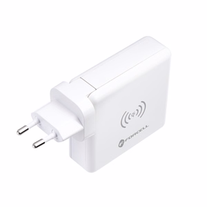 Multifunction laadija Forcell F-Energy 4in1 2 x USB A + USB C 15W + akupank 8000mAh + juhtmevaba charging valge