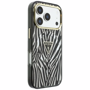 Guess IML Zebra Glitter Triangle Logo MagSafe ümbris mudelile iPhone 18 Pro / 17 Pro – värv: hõbedane