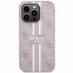 Guess 4G Printed Stripes MagSafe ümbris jaoks iPhone 15 Pro - roosa