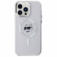 Karl Lagerfeld IML Metal Choupette Head MagSafe Ümbris jaoks iPhone 14 Pro Max - valge