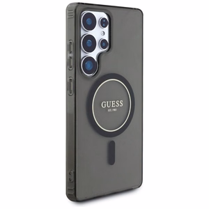 GUESS ümbris jaoks SAMSUNG S25 Ultra GUHMS25LHFGEREK (Magnetic IML Glitter Circle) must