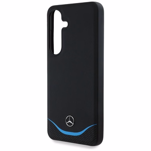 Mercedes Leather Contrasted sinine Horizontal Curve MagSafe Ümbris jaoks Samsung Galaxy S25 - must