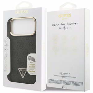 Guess 4G PU Triangle Logo & Alus Camera Magsafe Ümbris jaoks iPhone 17 Pro Max - must