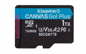 Kingston mälukaart 1TB microSDXC Canvas Go Plus Gen4 200MB/s A2 U3 V30 + adapter