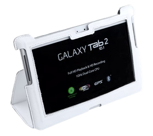 Ehtsast nahast ümbris Samsung Galaxy Tab P5100 jaoks, valge