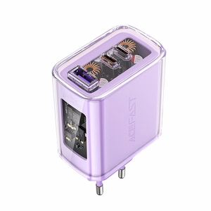 Acefast Laadija GaN 65W 3 ports (1xUSB, 2xUSB C) purple (A45)