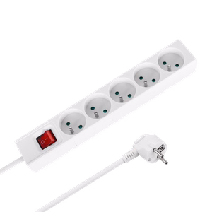 Rebel Prantsuse tüüpi pikendusjuhe, 5 pesa, 5 m, lülitiga, 3 x 1,5 mm, valge