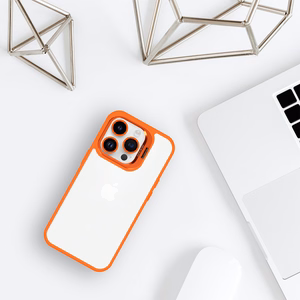 Tel Protect Kickstand Ümbris + camera glass (lens) jaoks Iphone 15 Pro oranž