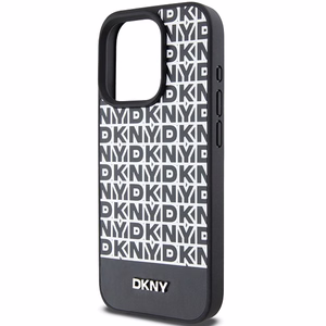 DKNY Leather Printed Pattern Metal Logo MagSafe Ümbris jaoks iPhone 15 Pro - Must