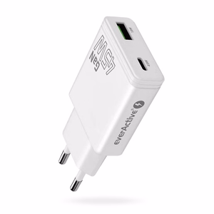 laadija GaN 1x USB-C, 1x USB Quick Charge 3.0 45W PD valge
