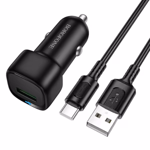 Borofone autolaadija BZ34 Cloud - USB - QC 3.0 18W koos USB C-tüüpi kaabliga must