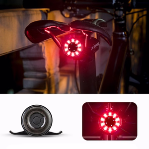 Rockbros Q1 tagumine jalgrattatuli 7 värvi LED + USB-C - USB-A kaabel - must