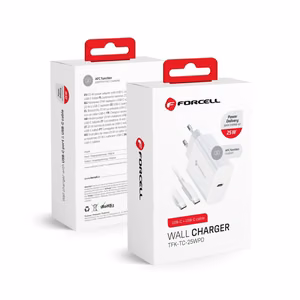 Phone laadija Forcell F-Energy USB C QC4.0 PD 3A 25W + kaabel USB C to USB C TFK-TC-25WPD valge