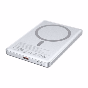 BWOO aluminium magnetic akupank P75 PD 20W 5000 mAh with digital display and USB-C port hõbedane