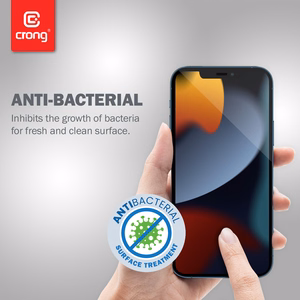 Crong Anti-Bacterial 3D Armor Glass 9H karastatud ekraanikaitseklaas seadmele iPhone 14 Plus / 13 Pro Max, paigaldusraamiga