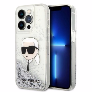Karl Lagerfeld Glitter Karl's Head ümbris jaoks iPhone 14 Pro Max - hõbedane
