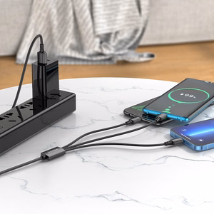 Must Borofone BX72 3-in-1 USB–USB-C / Micro-USB / Lightning kaabel, 2 A, 1 m