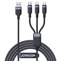 Joyroom Multi-Use Series S-A18 3in1 USB-A - Lightning / USB-C / micro USB kaabel 0.3m - must