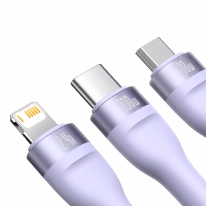 Baseus Kaabel Flash Series II 3 in 1 - USB to Type C, Lightning, Micro USB - 100W 6A 1,2 metres (CASS030005) purple