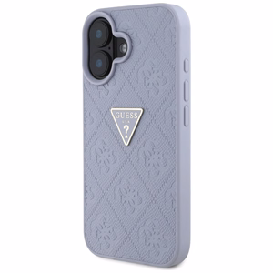 Guess Hot Stamp 4G Pattern Triangle Metal Logo iPhone 16 Ümbris - lilla