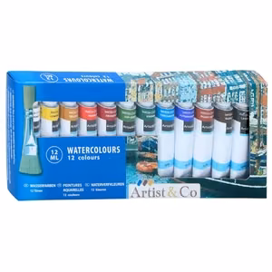 Akvarellvärvid 12 ml tuubides, 12 tk