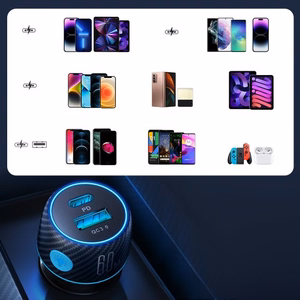 Autolaadija Joyroom „JR-CCN01" must 60W (PD20W / USB-C) LED-valgusega
