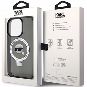 Karl Lagerfeld KLHMP15XHMRSKHK iPhone 15 Pro Max 6.7" чёрный/чёрный жёсткий чехол Ring Stand Karl Head MagSafe