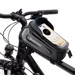 Wozinsky tugevdatud jalgratta raamikott telefonitaskuga, 1.7 l - must