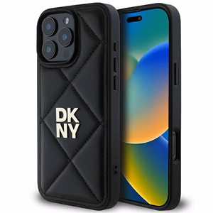 DKNY Quilted Stack Logo iPhone 16 Pro Ümbris - Must