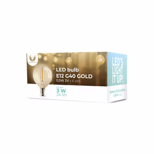 LED Bulb FL-2B E12 G40 0.5W 3V 24lm kuldne Forever Light 6pcs