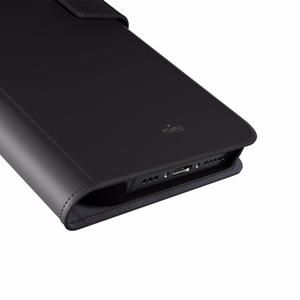 Puro Wallet Съемный чехол MagSafe 2 в 1 из кожи PU с клапаном и кошельком для iPhone 16 Pro - черный