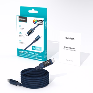 Choetech XCC-1068 PD 60W USB-C - USB-C kaabel ekraaniga 1.2 m - sinine