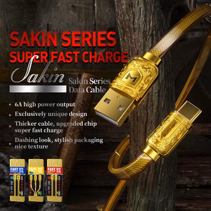 USB Cable WK Design "Golden Series" Gold "Type-C" 100cm (up to 6A)