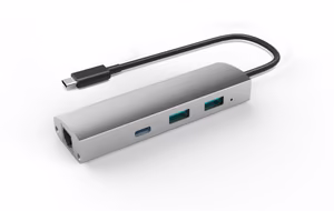Adapter US3.1 to 2-Port USB 3.0 + 1-Port USB 3.1 koos Gigabit Ethernet