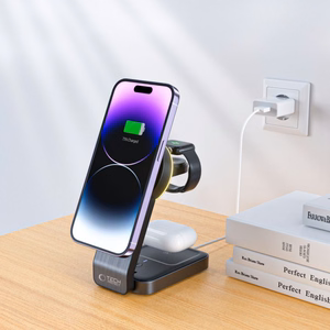 Tech-Protect QI15W-A28 MagSafe 3in1 Induktiivne Laadija koos Smartphone / Apple Watch / AirPods Alus - must
