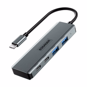 Adapter Essager 4 in 1 hall (In: Type-C, Out: 2xUSB-C ja 2xUSB)
