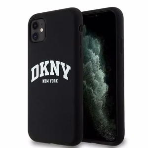 DKNY Liquid Silicone Valge Printed Logo MagSafe Ümbris jaoks iPhone 11/Xr - Must