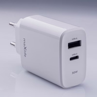 Maxlife MXTC-10-30AC PD QC laadija 1x USB-C 1x USB 30W valge